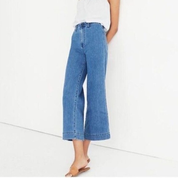 Madewell Emmett Wide-Leg Crop Rosalie Wash Medium Denim Jeans Women’s Size 26 - Picture 10 of 15